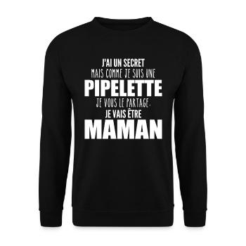 je suis une future maman pipelette ! future maman - Sweat-shirt Unisexe - noir - Devant - Alina (178cm) & Michal (187cm)