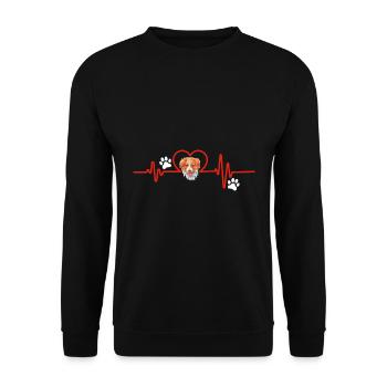 Australian Shepherd Heartbeat Lustige Hundehalter - Unisex Pullover - Schwarz - Vorne - Alina (178cm) & Michal (187cm)