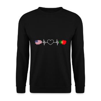 Awesome American Portuguese Heartbeat For - Unisex Pullover - Schwarz - Vorne - Alina (178cm) & Michal (187cm)