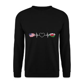 Awesome Welsh American Heartbeat A Welsh Roots - Unisex Sweatshirt - black - Front - Alina (178cm) & Michal (187cm)
