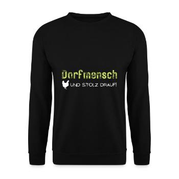 dorf mensch kind stolz drauf spruch geschenk idee - Unisex Pullover - Schwarz - Vorne - Alina (178cm) & Michal (187cm)