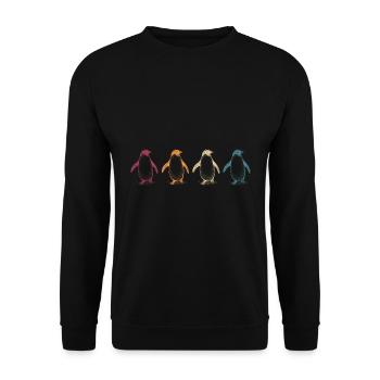 Animal Motif Gift Retro Penguin - Unisex Sweatshirt - black - Front - Alina (178cm) & Michal (187cm)