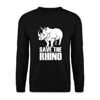 Save the Rhino Gift Rhino Animal Welfare - Unisex Sweatshirt - black - Front - Alina (178cm) & Michal (187cm)