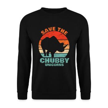 Save the Chubby Unicorns Gift Rhino Rhino - Unisex Sweatshirt - black - Front - Alina (178cm) & Michal (187cm)
