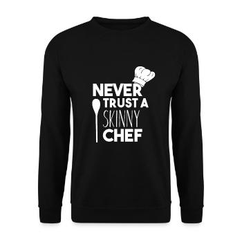Ne faites jamais confiance à une idée cadeau du chef maigre - Sweat-shirt Unisexe - noir - Devant - Alina (178cm) & Michal (187cm)