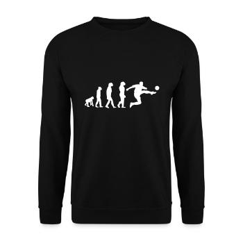 Fußballspieler Fußball Evolution Geschenk - Unisex Pullover - Schwarz - Vorne - Alina (178cm) & Michal (187cm)