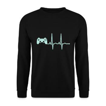 Cadeau de battement de coeur joueur Gamer - Sweat-shirt Unisexe - noir - Devant - Alina (178cm) & Michal (187cm)