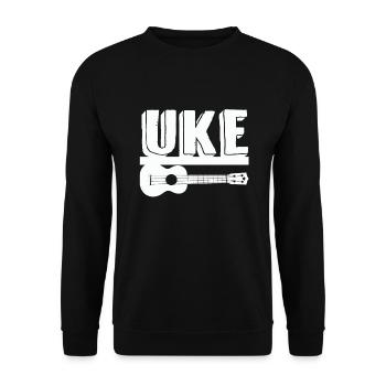 Funny Ukulele Gitarre Noten Musiker Geschenk - Unisex Pullover - Schwarz - Vorne - Alina (178cm) & Michal (187cm)