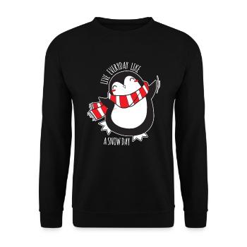 Happy Holla Days Lustiger Weihnachtsman Geschenk - Unisex Pullover - Schwarz - Vorne - Alina (178cm) & Michal (187cm)