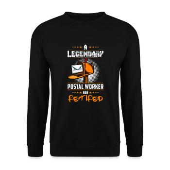 Briefträger in Pension Post Brief Rente Geschenk - Unisex Pullover - Schwarz - Vorne - Alina (178cm) & Michal (187cm)