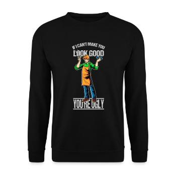 Barber Shop Idée de cadeau - Sweat-shirt Unisexe - noir - Devant - Alina (178cm) & Michal (187cm)