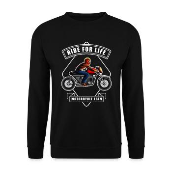 Street Biker Ride For Life Geschenkidee - Unisex Pullover - Schwarz - Vorne - Alina (178cm) & Michal (187cm)