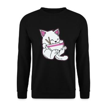 Japan Anime T-Shirt Geschenk Manga Katzen pop - Unisex Pullover - Schwarz - Vorne - Alina (178cm) & Michal (187cm)