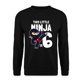 This Little Ninja Is 6 Birthday Birthday Six - Unisex Sweatshirt - black - Front - Alina (178cm) & Michal (187cm)