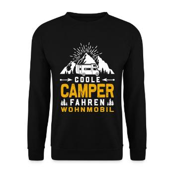 Coole Camper fahren Wohnmobil - Unisex Pullover - Schwarz - Vorne - Alina (178cm) & Michal (187cm)