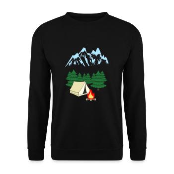 Gebirge Bergsteiger Expedition Abenteuer Camping - Unisex Pullover - Schwarz - Vorne - Alina (178cm) & Michal (187cm)
