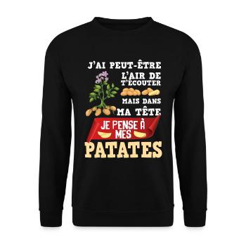 Agriculteur Patate Humour Pomme De Terre - Sweat-shirt Unisexe - noir - Devant - Alina (178cm) & Michal (187cm)