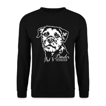 BORDER TERRIER Hundeportrait Hund Hunde Wilsigns - Unisex Pullover - Schwarz - Vorne - Alina (178cm) & Michal (187cm)