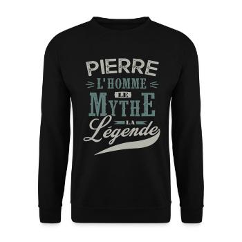 Pierre L homme le mythe la légende humour prénom - Sweat-shirt Unisexe - noir - Devant - Alina (178cm) & Michal (187cm)