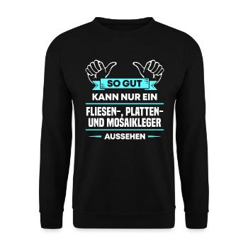 Fliesenleger Design für stolze Handwerker - Unisex Pullover - Schwarz - Vorne - Alina (178cm) & Michal (187cm)