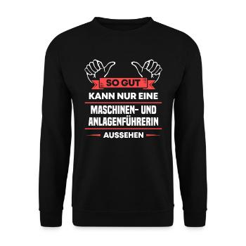 Maschinen- Anlagenführerin Design für Handwerker - Unisex Pullover - Schwarz - Vorne - Alina (178cm) & Michal (187cm)