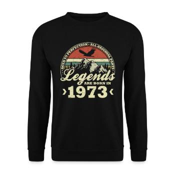 Les légendes sont nées en 1973 - Sweat-shirt Unisexe - noir - Devant - Alina (178cm) & Michal (187cm)