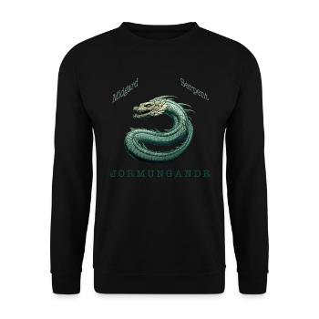 Midgardschlange Jormungandr mit cooler Aufschrift - Unisex Pullover - Schwarz - Vorne - Alina (178cm) & Michal (187cm)