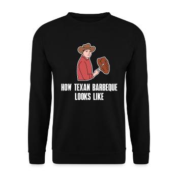 Barbeque in Texas Design für stolze Texaner - Unisex Pullover - Schwarz - Vorne - Alina (178cm) & Michal (187cm)