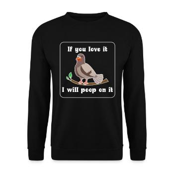 Poping Pigeon Design für Taubenliebhaber - Unisex Pullover - Schwarz - Vorne - Alina (178cm) & Michal (187cm)