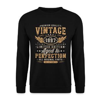 Millésime 1997 Vintage Born Cadeau d’anniversaire - Sweat-shirt Unisexe - noir - Devant - Alina (178cm) & Michal (187cm)