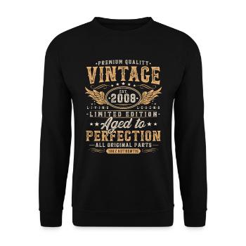 Vintage 2008 Vintage Born Birthday Gift - Unisex Sweatshirt - black - Front - Alina (178cm) & Michal (187cm)