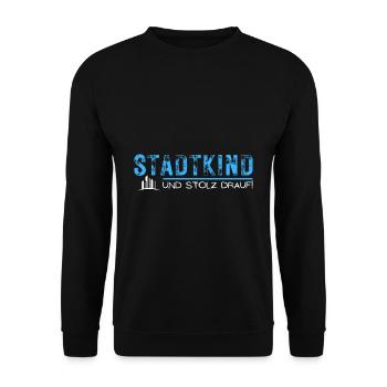 stadt mensch kind stolz drauf spruch geschenk idee - Unisex Pullover - Schwarz - Vorne - Alina (178cm) & Michal (187cm)