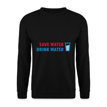 Save water, drink water (Glas mit Wasser) - Unisex Pullover - Schwarz - Vorne - Alina (178cm) & Michal (187cm)