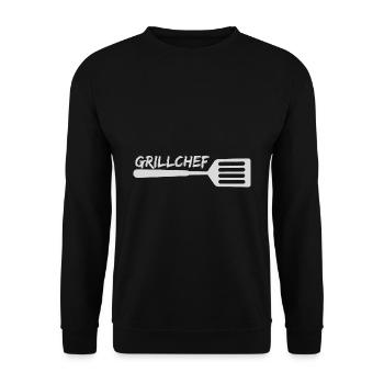 GRILL CHEF KOCH SPRUCH GESCHENK IDEE - Unisex Pullover - Schwarz - Vorne - Alina (178cm) & Michal (187cm)