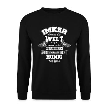 Imker können die Welt.png - Unisex Pullover - Schwarz - Vorne - Alina (178cm) & Michal (187cm)