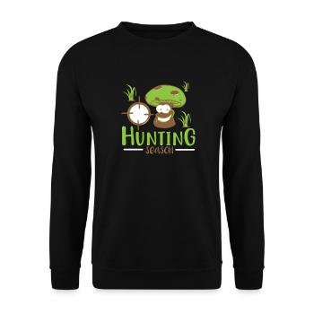 Funny Mushroom Hunting Season Gift - Unisex Sweatshirt - black - Front - Alina (178cm) & Michal (187cm)