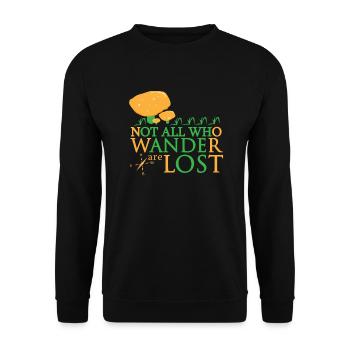 Funny Mushroom Not all who wander are lost Gift - Unisex Sweatshirt - black - Front - Alina (178cm) & Michal (187cm)