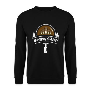 Funny Mushroom Hunting Season Gift - Unisex Sweatshirt - black - Front - Alina (178cm) & Michal (187cm)