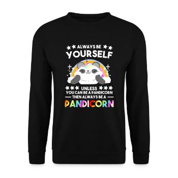 Drôle pandacorne licorne Panda Ours Eucalyptus Cadeau - Sweat-shirt Unisexe - noir - Devant - Alina (178cm) & Michal (187cm)