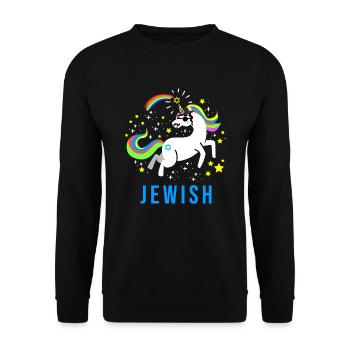 Juif Juif Juif Licorne Licorne Judaïsme Hébreu Israël - Sweat-shirt Unisexe - noir - Devant - Alina (178cm) & Michal (187cm)