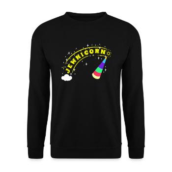 Juif Juif Juif Licorne Licorne Judaïsme Hébreu Israël - Sweat-shirt Unisexe - noir - Devant - Alina (178cm) & Michal (187cm)