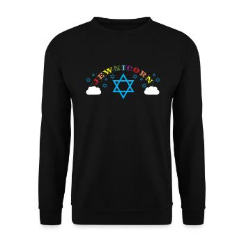 Juif Juif Juif Licorne Licorne Judaïsme Hébreu Israël - Sweat-shirt Unisexe - noir - Devant - Alina (178cm) & Michal (187cm)