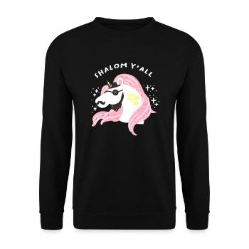 Shalom yall - Juif juif juif licorne judaïsme licorne - Sweat-shirt Unisexe - noir - Devant - Alina (178cm) & Michal (187cm)