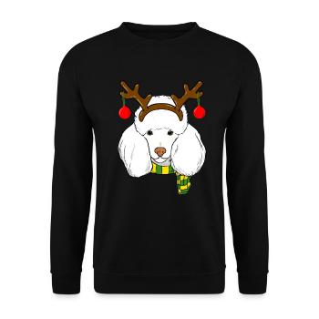 Caniche Noël Renne Cornes Chien Amant Noël - Sweat-shirt Unisexe - noir - Devant - Alina (178cm) & Michal (187cm)