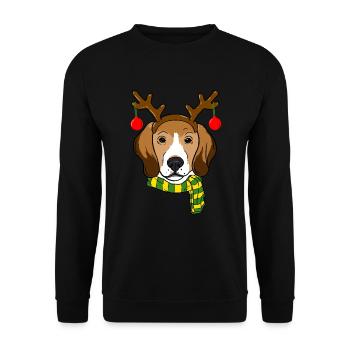 Beagle Xmas Reindeer Horns Dog Lover Christmas - Unisex Sweatshirt - black - Front - Alina (178cm) & Michal (187cm)