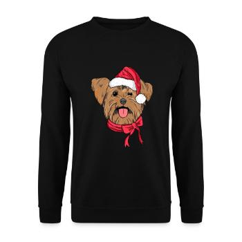 Yorkshire Terrier Xmas Hat Dog Lover Christmas - Unisex Sweatshirt - black - Front - Alina (178cm) & Michal (187cm)