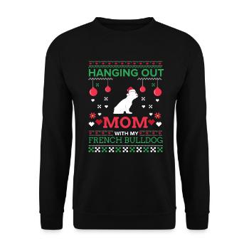 Français Bulldog Ugly Christmas Pull Noël Cadeau de Noël - Sweat-shirt Unisexe - noir - Devant - Alina (178cm) & Michal (187cm)