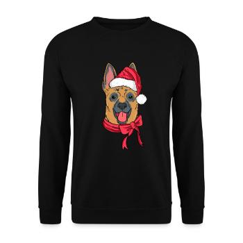 Berger allemand Noël Chapeau Chien Amant Noël - Sweat-shirt Unisexe - noir - Devant - Alina (178cm) & Michal (187cm)