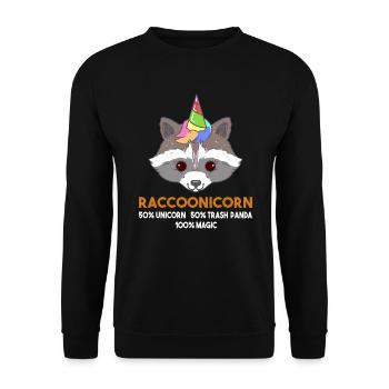 Raccoonicorn Raccoon Racoon Unicorn Trash Panda - Unisex Sweatshirt - black - Front - Alina (178cm) & Michal (187cm)