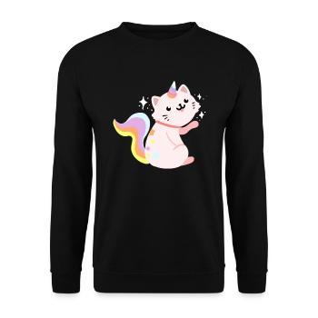 Caticorn Magical Unicorn Cat Kitty Sweet - Unisex Sweatshirt - black - Front - Alina (178cm) & Michal (187cm)